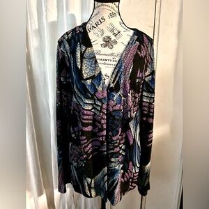 Mirasol Abstract Cardigan - Black and Purple